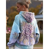  Dame 3D Print Vintage Boho Hoodie Patchwork Hoodie Sweatshirt Floral Pullover Sweatshirt Oversized Varm Aktiv Hettegenser Gate Hverdagsbruk Patchwork Svart Hvit Gul Mørk Rosa Spring Fall Vinter