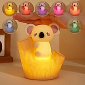 cheap Nursery Night Lights-7-Color Gradient Koala Soft Silicone Patting Light Usb Charging Nightlight Timer Christmas New Year Festival Birthday Gift Bedroom Atmosphere Light
