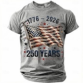  250-летие Америки Муж. Американский флаг США 1776 г. Футболка С короткими рукавами Футболка 3D печать Вырез под горло Рубашка Повседневные Армия Повседневные Для улицы Синий Хизер Грей Черный