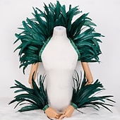 Χαμηλού Κόστους αξεσουάρ-Καθαρενικά 2026 Ρίο Καρναβάλι Σάμπα Αξεσουάρ Καρναβάλι Κόκκινο Και Κίτρινο Φτερό Στολή Σετ Μανίκι Ωμού  Καλύμματα Βραχίονα Για Μάρντι Γκρας Χορό Πάρτι Βραζιλία Φεστιβάλ Ενδυμασίας