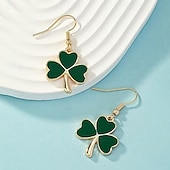 olcso Szent Patrik napja-1 pár Szent Patrik-napi fülbevaló nőknek, divatos, lógós zöld lóhere alakú ír fesztiválékszer, ünnepi ajándék