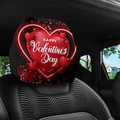 cheap Slipcovers-2pcs Cute Flower Love Heart Print Headrest Covers, Valentine's Day Heart-Eyed Girl Car Headrest Protector, Interior Decor, No Filling, Easy to Install and Wash, Suitable for Long-Distance Travel Naps