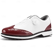 voordelige Heren Golf Schoenen-Heren golfschoenen – comfortabel wit en bordeauxrood design voor optimale prestaties en stijl op de golfbaan.