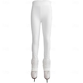 abordables Pantalones y Leggings de Patinaje Artístico-Figure Skating Pants Women's Girls' Ice Skating Bottoms Black Stretchy Training Competition Skating Wear Thermal Warm Crystal / Rhinestone Ice Skating Figure Skating