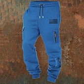 abordables Carga-Hombre Pantalones cargo Pantalones de Deporte Persona que practica jogging Pantalones Correa Bolsillo Cintura elástica Bandera estadounidense de los Estados Unidos Comodidad Transpirable Casual
