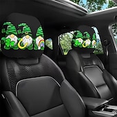baratos Capas de Sofa-2 capas de encosto de cabeça para carro com trevo verde | compatíveis com todos os veículos, pretas &amp;Adesivo para carro com estampa de trevo verde, design plano 2D, poliéster, fácil instalação -