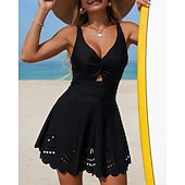 billiga One Pieces Rash Guards-Dam Badklänningar One Pieces Solid färg Elastisk Ärmlös Badkläder Surfing Snorkelfenor Simmning Sommar