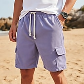 billige Hverdagsshorts-Herre Cargoshorts Sommershorts Strandshorts Casual shorts Corduroy shorts Snorer Elastisk midje Helfarge Komfort Knelengde Daglig utendørs Gateklær Ferie Mote Navyblå Kakifarget Mikroelastisk