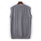 halpa Miesten villapaita-Miesten Neulepusero Mekko villapaita Liivi Neulottu villapaita Joustin Neuloa Tavalliset topit Kudottu Väripalikka V kaula-aukko Muoti Katutyyli liiketoiminta Loma Vaatetus Hihaton Syksy Talvi Kameli