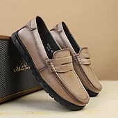 baratos Mocassins casuais-Mocassins masculinos leves e fáceis de calçar, em couro sintético respirável – calçado prático para uso casual, no escritório e no dia a dia.