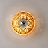ieftine Aplici de Interior-Lampă de perete rotundă din sticlă cu 1 bec, model modern Art Deco, pentru dormitor