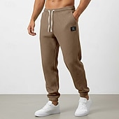 baratos calças de corrida-Homens Waffle Calças Esportivas Corredores Calças Calça casual Com Cordão Punho com Elástico Côr Sólida Conforto Comprimento total Diário Ao ar livre Streetwear Férias Moda Preto Branco Com Stretch