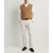 Χαμηλού Κόστους Ανδρικό μάλλινο πουλόβερ-Ανδρικό γιλέκο από κασμίρ υψηλής ποιότητας με λαιμόκοψη V από καθαρό μαλλί, κλασικό πλεκτό πουλόβερ, απαλό, ζεστό, αναπνεύσιμο