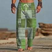 economico Pantaloni casual stampati da uomo-Per uomo Geometrico Blocco di colori Patchwork Pantaloni Pantaloni casual Pantaloni Larghi Misura del girovita medio Moda Casa All'aperto Vacanza Coulisse elastica in vita Pantaloni tipo lino con