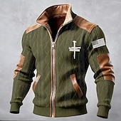 economico Giubbotti Casual-Per uomo Cappotto Invernale Giacca in Pile Giacca Casual Quotidiano All'aperto Calore Termico Jacquard Tasca Autunno Inverno Bandiera Blocco di colori Streetwear Quotidiano Collo alla coreana Regolare