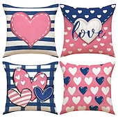 cheap Throw Pillows,Inserts &amp; Covers-Valentine's Day Pillow Cover, Heart Print Decorative Cushion for Sofa, Bedroom, Living Room, Perfect for Creating a Romantic Holiday Atmosphere, Cozy Accent Pillow for Home Decor
