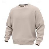 abordables Sudaderas Básicas_-Hombre Sudadera Sudadera con estampado de gofres Sudadera Con Capucha Blanco Cuello Barco Plano Con Texturas Casual Diario Deporte Ropa de calle Fresco Ropa deportiva Primavera &amp; Otoño Ropa Sudaderas