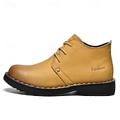 preiswerte Arbeitsschuhe-Lässige gelbe Herren-Ankle-Boots – bequem, stilvoll mit weichem Futter, ideal für legere Hochzeiten und Veranstaltungen im Freien