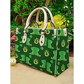  Γυναικεία τσάντα tote με καρό σχέδιο για την ημέρα του Αγίου Πατρικίου σε πράσινο χρώμα και σχέδιο τριφυλλιού – ιδανική για γιορτές και καθημερινή χρήση