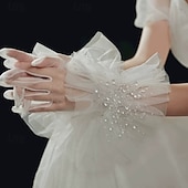abordables Guantes-Tergal Hasta la Muñeca Guantes Elegante Con Color Puro / Recortado Boda / guante del partido