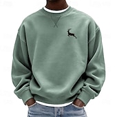 baratos Moletons 3D masculinos-Homens Veado Moletom Manga Longa Moletons Gola Redonda Roupa de Esporte Clássico Casual Diário Todas as Estações Azul Preto Azul Royal Roupa Designer Impressão 3D S M L XL 2XL 3XL