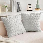 baratos Jogue travesseiros, inserções e capas-Capa de almofada de pelúcia lisa para o Dia dos Namorados, em formato de coração, ideal para sofá, escritório, carro. Também é uma ótima opção de presente para o Dia dos Namorados.