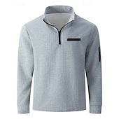 baratos Polo Clássico Masculino-Homens Camisas Polo Waffle Pólo Férias Rua Quarter Zip Manga Longa Moda Básico Bloco de cor Patchwork 2 Peças Primavera Outono Normal Branco Camisas Polo Waffle