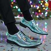 preiswerte Männer Schuhe-Männer Mardi Gras farbenfrohe schillernde Schlangenprint Anzugschuhe metallic grün und lila Schnürdesign stylisch und mutig ideal für Karneval und festliche Feiern