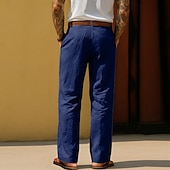 levne podnikání-Pánské Bavlněné plátěné kalhoty Kalhoty Letní kalhoty Volné kalhoty Plážové kalhoty Kapsy Pevná barva Pohodlné Prodyšné Denní Venkovní Plážové prázdniny Módní Černá Bílá Neelastické