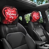 cheap Slipcovers-2pcs Cute Flower Love Heart Print Headrest Covers, Valentine's Day Heart-Eyed Girl Car Headrest Protector, Interior Decor, No Filling, Easy to Install and Wash, Suitable for Long-Distance Travel Naps