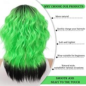  Grüne Perücken synthetische Perücke lockig mit Pony maschinell gefertigte Perücke kurze schwarze  dunkelgrüne synthetische Haare Frauen natürliche Party schwarz-grün Ombre