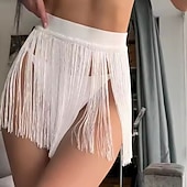 tanie Dół od bikini-Damskie Stroje kąpielowe Dół bikini Spódnica Kostium kąpielowy Dół z frędzlami Urlop Stroje plażowe Jednokolorowe Bez rękawów Kostiumy kąpielowe