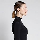 cheap Figure Skating Jackets &amp; Vests-Figure Skating Fleece Jacket Women's Ice Skating Jacket Top Black Patchwork Spandex Stretchy Training Competition Skating Wear Thermal Warm Classic Long Sleeve Ice Skating Figure Skating