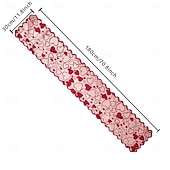 cheap Placemats &amp; Coasters &amp; Trivets-Valentine's Day Heart Lace Table Runner and Placemat Set, Red Cupid Design, Perfect for Weddings, Romantic Dining, Festive Decor, Ideal for Valentine's Day Home and Table Decorations
