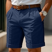 voordelige Bedrijf-Voor heren Korte broek Linnen korte broek Geklede korte broek Zomer korte broeken Strandshorts Zak Plooien Recht been Effen Comfort Ademend Korte Casual Dagelijks Feestdagen Vakantie Modieus Zwart Wit