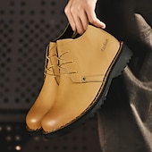 preiswerte Arbeitsschuhe-Lässige gelbe Herren-Ankle-Boots – bequem, stilvoll mit weichem Futter, ideal für legere Hochzeiten und Veranstaltungen im Freien