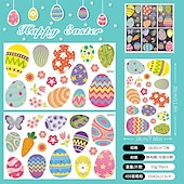 economico Pasqua-2 fogli di adesivi murali per finestre pasquali, decorazioni statiche a forma di coniglietto pasquale per soggiorno, vetri per finestre e scene di festa