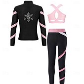 preiswerte Eiskunstlauf Trainingsoutfit-Eiskunstlaufjacke mit Hose, Damen- und Mädchen-Eiskunstlaufbekleidung, pink, dehnbar, Trainings- und Wettkampfbekleidung, wärmend, mit Kristallen/Strasssteinen besetzt, langärmlig, Eiskunstlauf
