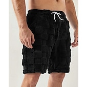 cheap Casual Shorts-Men's Shorts Casual Shorts Pocket Elastic Waist Fleece Plain Warm Breathable Knee Length Outdoor Vacation Daily Wear Vacation Fashion Black Gray Micro-elastic