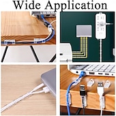 abordables Rangement et organisation-80 clips de câble (petits) &amp;(grand format), serre-câbles adhésifs de finition pour fixation murale (TV, PC, ordinateur portable), clips de gestion de câbles, clips pour éclairage extérieur