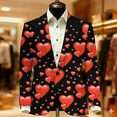 Χαμηλού Κόστους Ανδρικά εκτυπωμένα σακάκια-Ημέρα του Αγίου Βαλεντίνου Ανδρικά Καρδιά Μπουφάν μπλέιζερ Παλτό Άνετο Αναπνέει Καλλιτεχνικό Καθημερινό Καθημερινά Βραδινό Ρούχα για Πάρτυ Φεστιβάλ 3D εκτύπωση Κουμπιά Πολλαπλή τσέπη Όλες οι εποχές