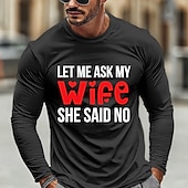  San Valentino Per uomo Gergo divertente moglie Maglietta Manica Lunga maglietta Stampa 3D Girocollo Camicia Moda Quotidiano Essenziale Casuale Quotidiano Streetwear Blu Nero Verde Estate Primavera