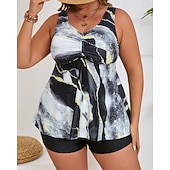 Недорогие Серфинг Танкини и Бикини-Жен. Купальный костюм 2 предм. Swimsuits тропический Ультралегкий (UL) Утягивание живота Эластичный Без рукавов Купальники Серфинг Для погружения с трубкой Лето