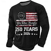 cheap Patriotic 250 T-shirts-4th of July 2026 250th Memorial Day Men's 3D Print Crew Neck Long Sleeve T-Shirt Casual Daily