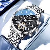 cheap Mechanical Watches-The New Olevs Men'S Business Watch With Luminous Perpetual Calendar Date And Day Display Multi-Functional Mechanical Watch Skeletonized Casual And Fashionable Waterproof Sports Men'S Wristwatch