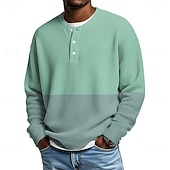 halpa Geometrinen-Miesten Geometrinen Väripalikka Vohveli Henley-paita Rento tyyli Klassinen tyyli Pitkähihainen Muoti Suunnittelija Perus Kausaliteetti Päivittäin ulko- 봄 &amp; Syksy Kaikki vuodenajat Sininen Vaalean