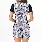 economico Rash Guards Interi-Per donna Top sottomuta Costume da bagno Costumi da bagno Tropicale Con zip Ultra Leggero (UL) Protezione UV Elastico Manica Corta Costume da Bagno Surf Snorkeling Estate