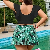 abordables Surfing Tankinis &amp; Bikinis-Mujer Vestidos de Playa 2 Piezas Trajes de baño Tropical Utra ligero (UL) Control de barriga Elástico Manga Corta Bañadores Surf Submarinismo Verano