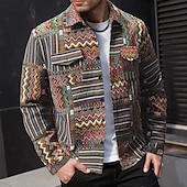 economico giacca camicia da uomo-Per uomo Camicia Camicia casual Giacca camicia Sopracamicia Rombo Quotidiano All'aperto Rosso Azzurro cielo Marrone Manica Lunga Collo ripiegato Primavera Autunno Abbigliamento Tasca