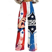 preiswerte Unterteile-250-jähriges Jubiläum USA Retro Vintage 1970er Hose Hose mit weitem Bein Hippie Disco Hohe Taille Kostüm Damen Maskerade 4. Juli Party Unabhängigkeitstag Erwachsene Hose